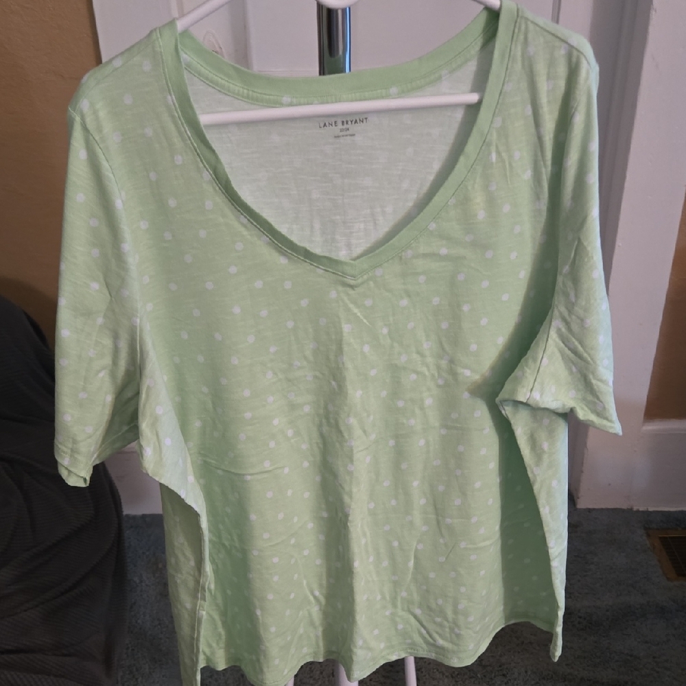 Lane Bryant Mint Green Polka Dot Long Sleeve Top